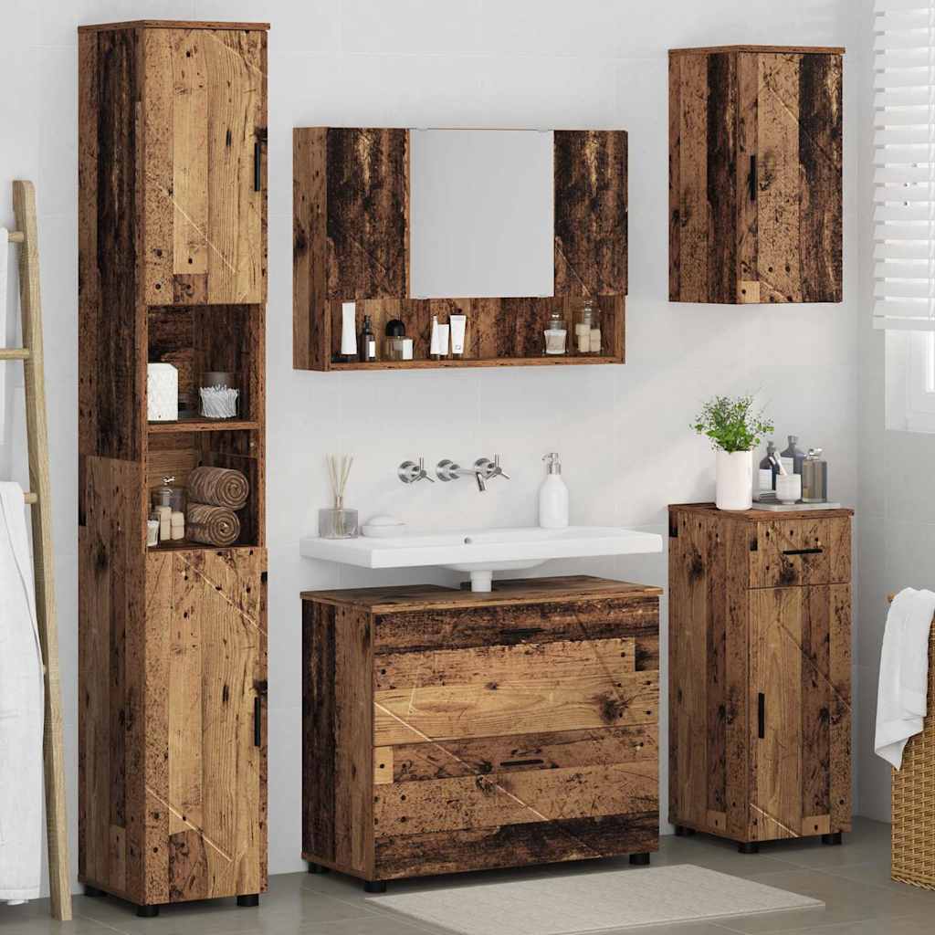 Set namještaja za kupaonicu 5 kom. Staro drvo 35 x 30 x 192 cm