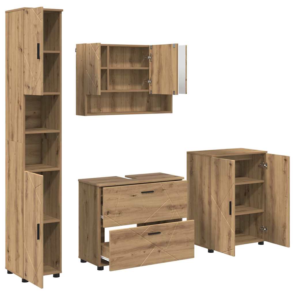 Set namještaja za kupaonicu 4 kom. Umjetnički hrast Smeđa 35 x 30 x 192 cm