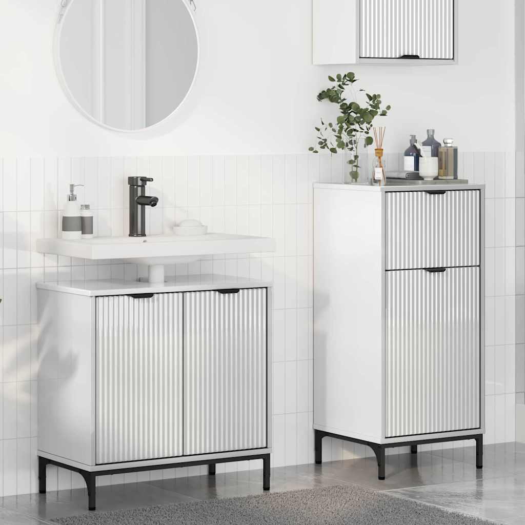 Set namještaja za kupaonicu s ladicama 2 pcs Visoki sjaj bijela