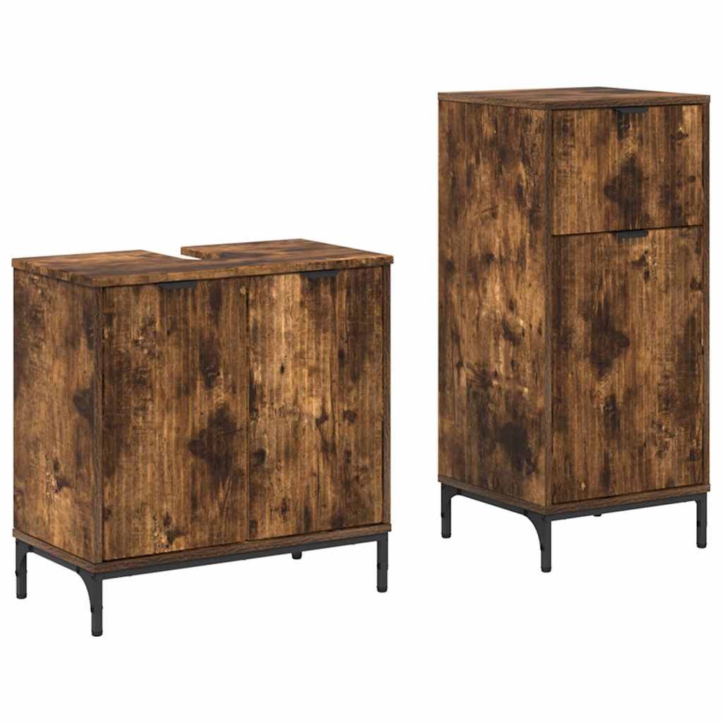 Set namještaja za kupaonicu s ladicama 2 pcs Dimljeni hrast