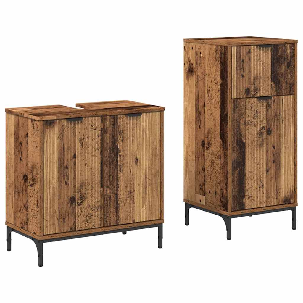 Set namještaja za kupaonicu s ladicama 2 pcs Staro drvo