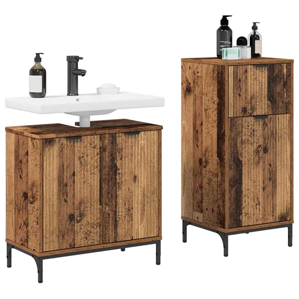 Set namještaja za kupaonicu s ladicama 2 pcs Staro drvo