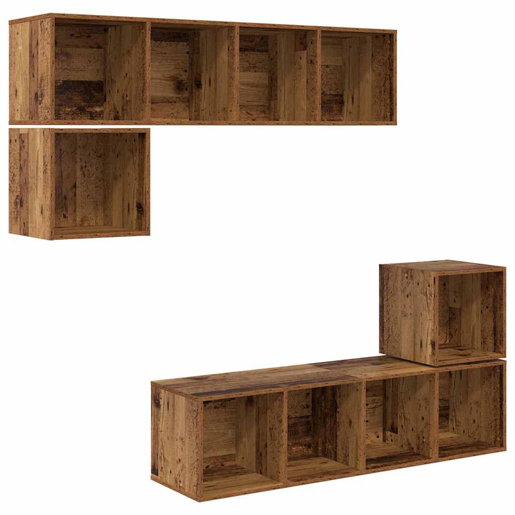 Set TV komoda Zidne 4 pcs Staro drvo Konstruirano drvo