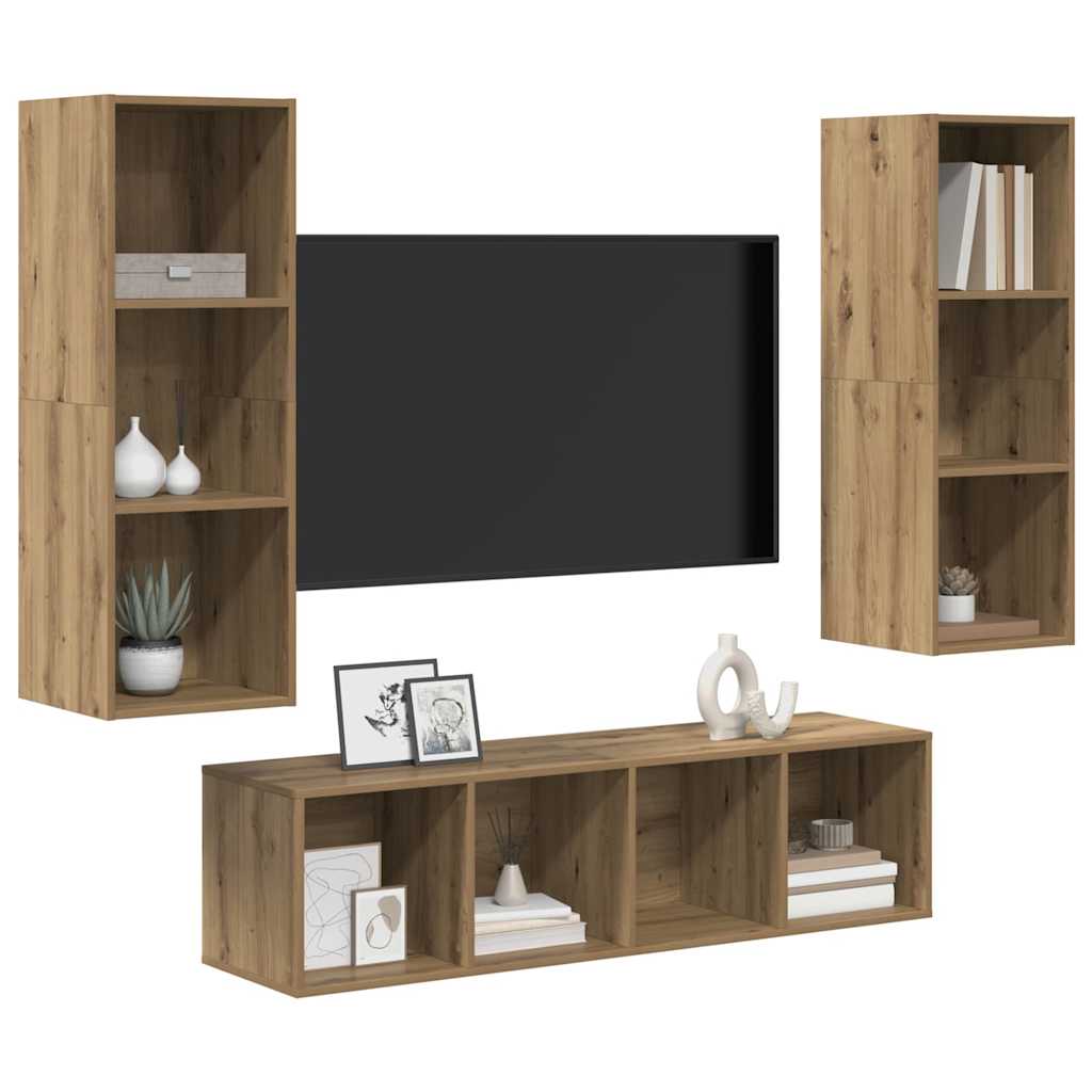 Set TV komoda 3 pcs Umjetnički hrast Konstruirano drvo