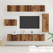 Set TV komoda Zidne 8 pcs Staro drvo Konstruirano drvo