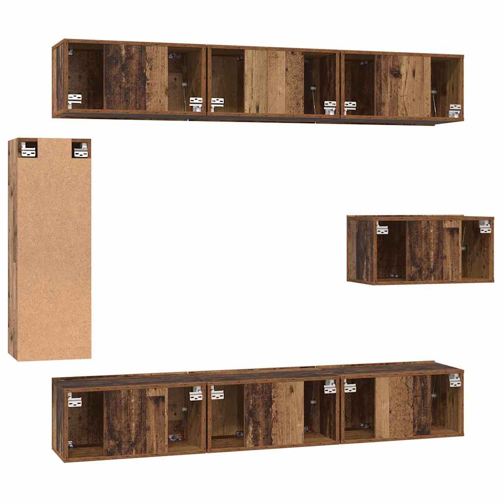 Set TV komoda Zidne 8 pcs Staro drvo Konstruirano drvo
