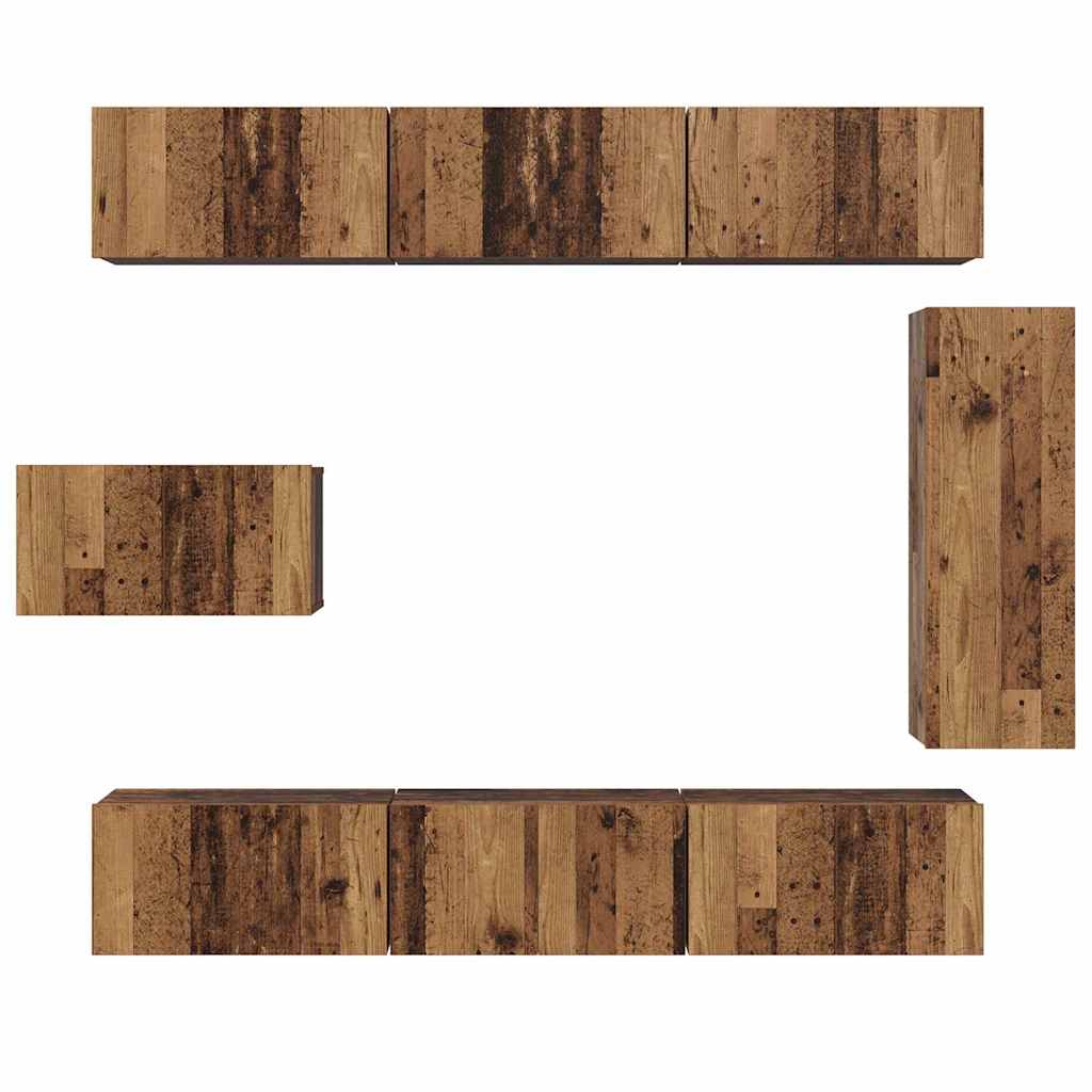 Set TV komoda Zidne 8 pcs Staro drvo Konstruirano drvo