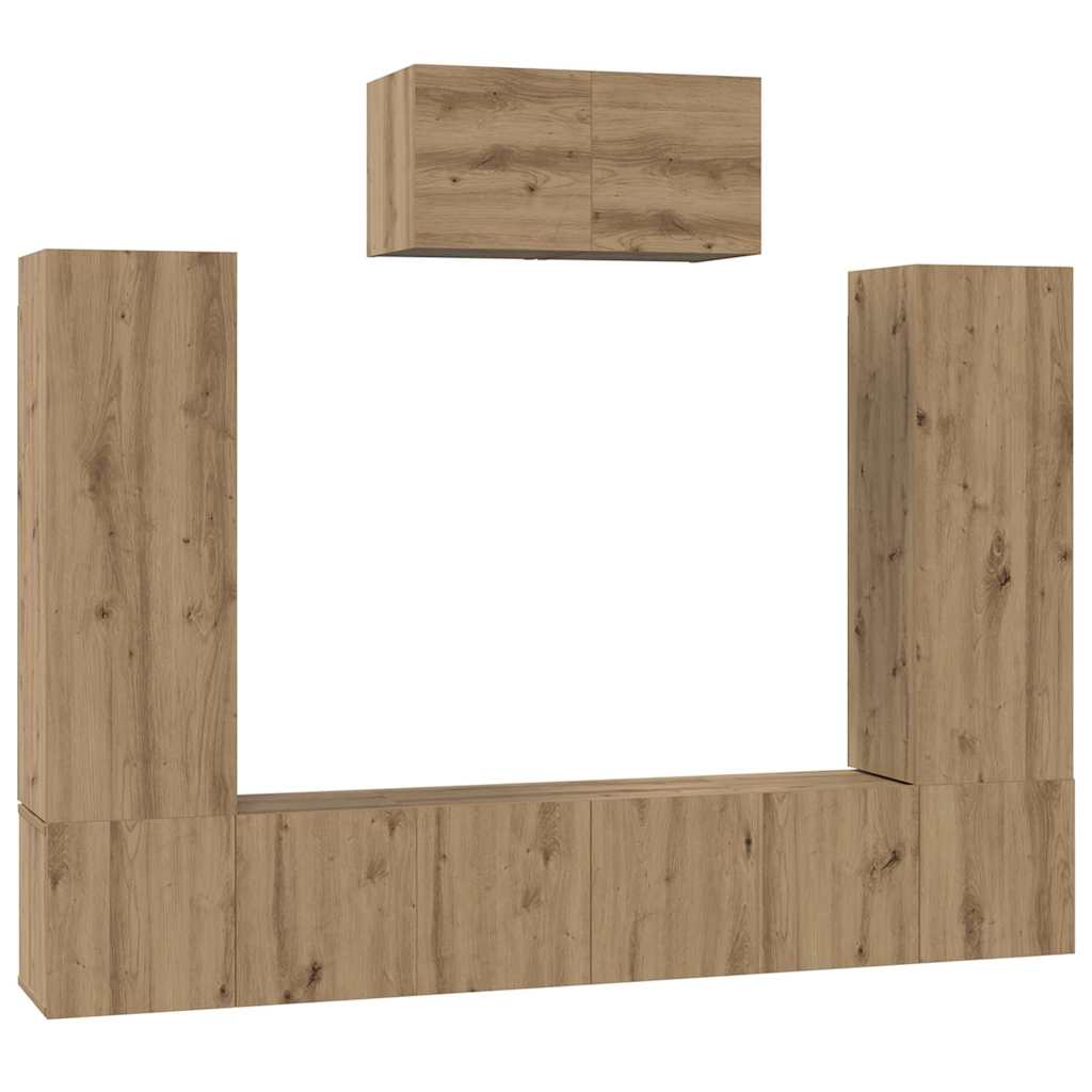 Set TV komoda Zidne 7 pcs Umjetnički hrast Konstruirano drvo
