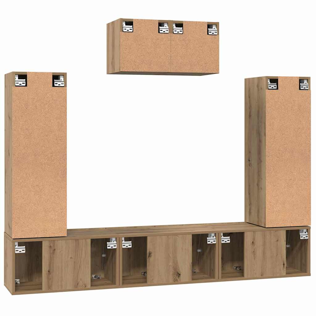 Set TV komoda Zidne 7 pcs Umjetnički hrast Konstruirano drvo