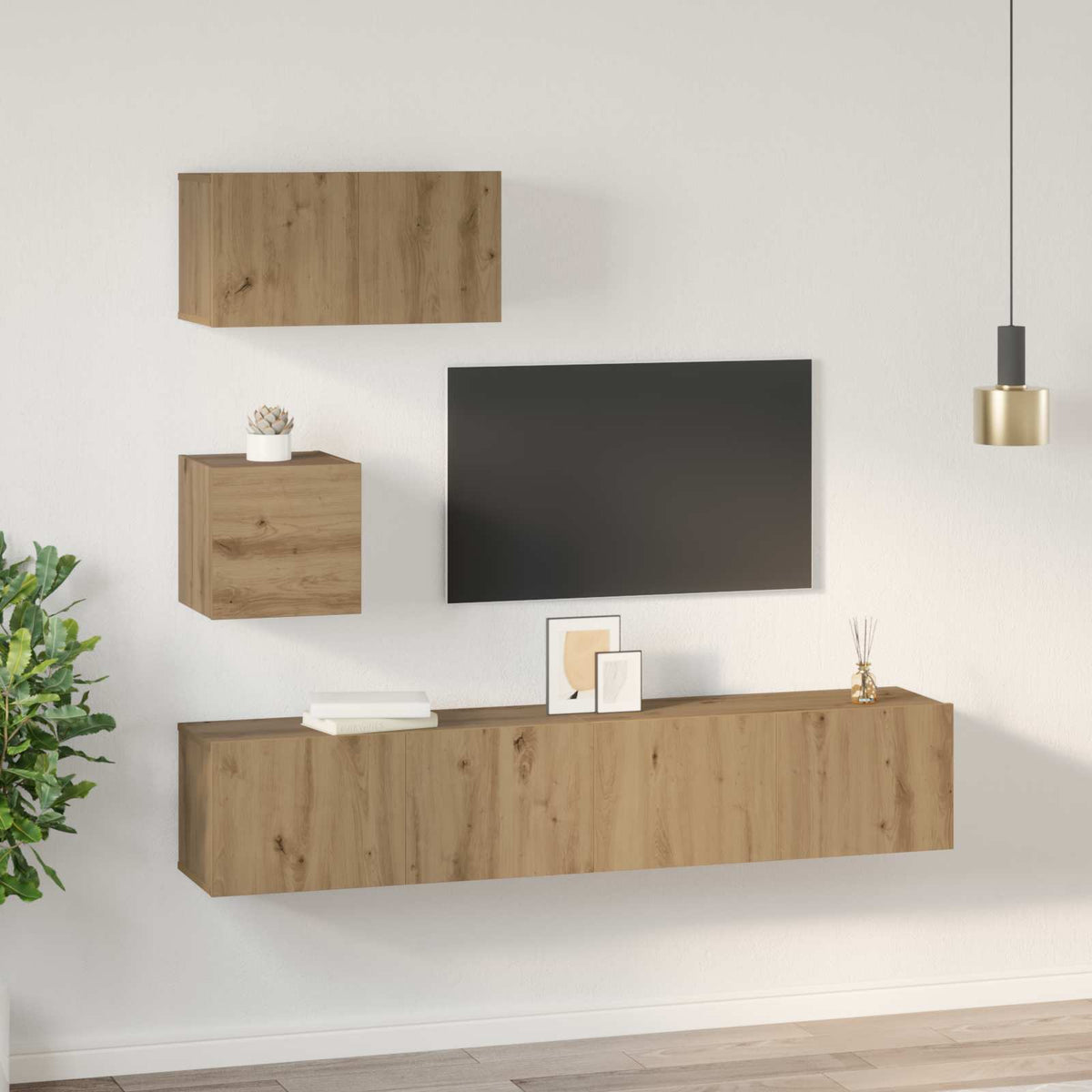 Set TV komoda 3 kom. Umjetnički hrast Konstruirano drvo Smeđa 80 x 30 x 30 cm