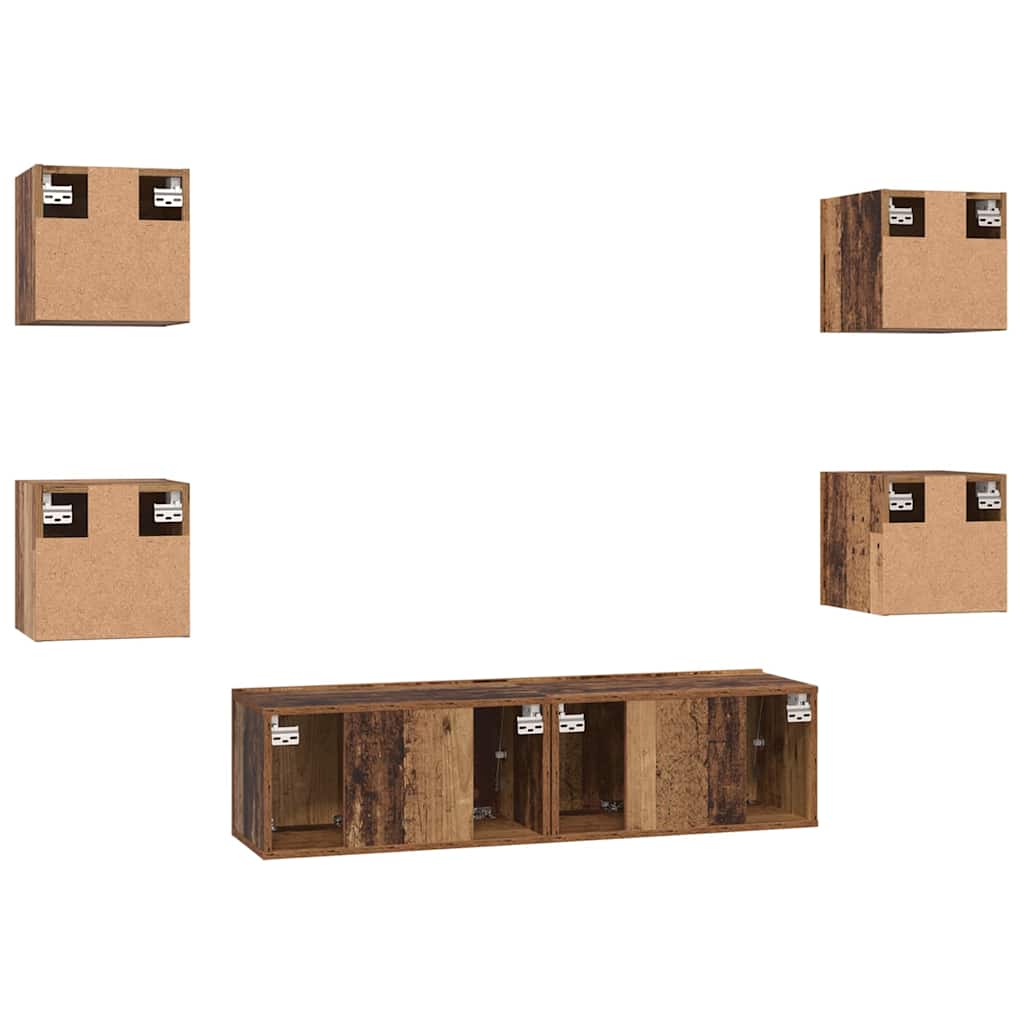 Set TV komoda Zidne 6 pcs Staro drvo Konstruirano drvo