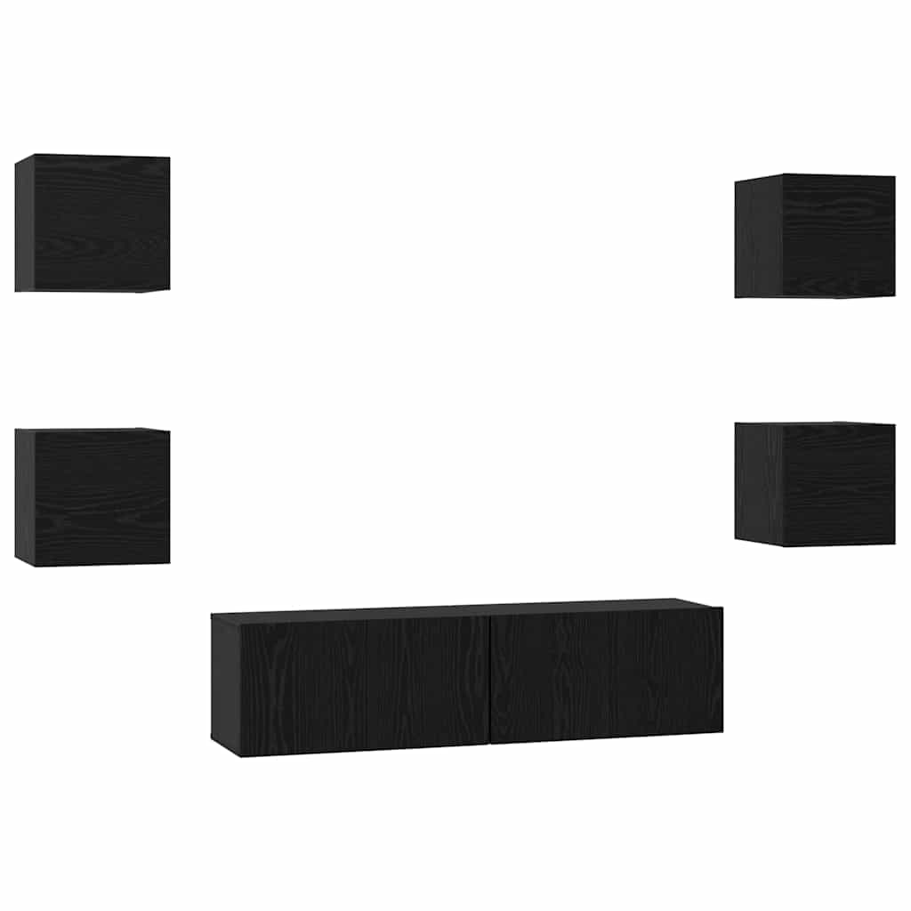 Set TV komoda Zidne 6 pcs Crni hrast Konstruirano drvo