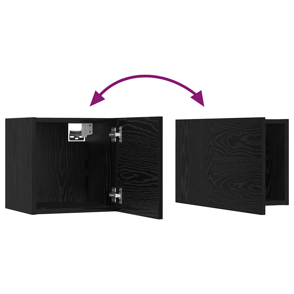 Set TV komoda Zidne 6 pcs Crni hrast Konstruirano drvo