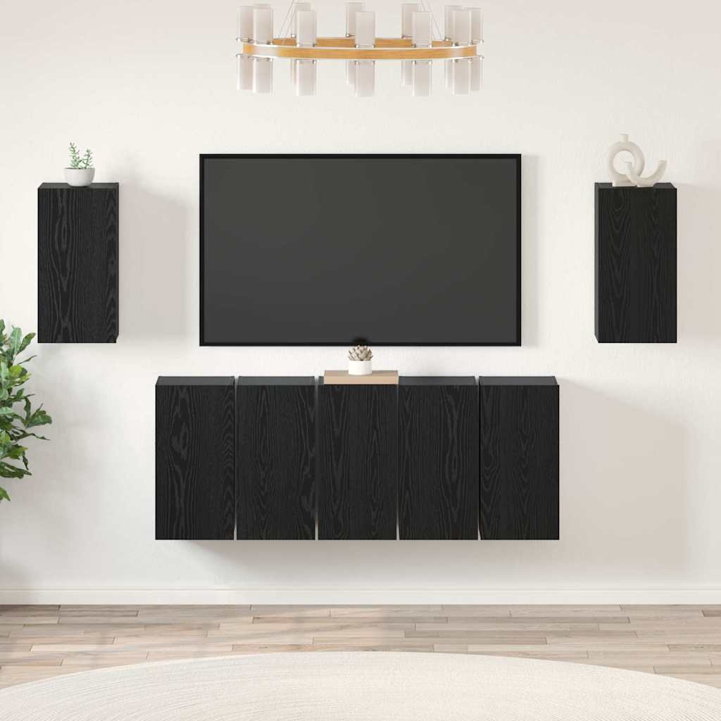 Set TV komoda Zidne 7 pcs Crni hrast 30,5 x 30 x 60 cm