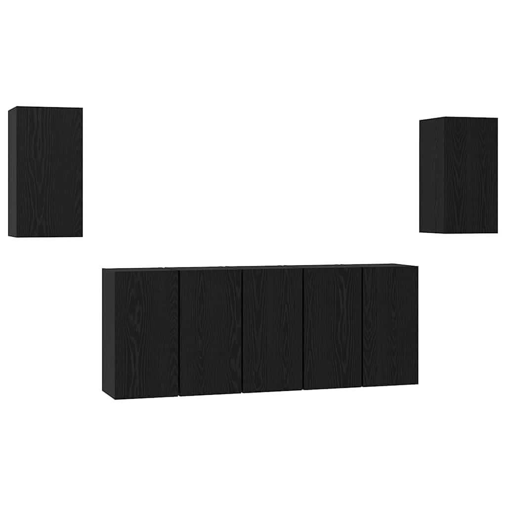 Set TV komoda Zidne 7 pcs Crni hrast 30,5 x 30 x 60 cm
