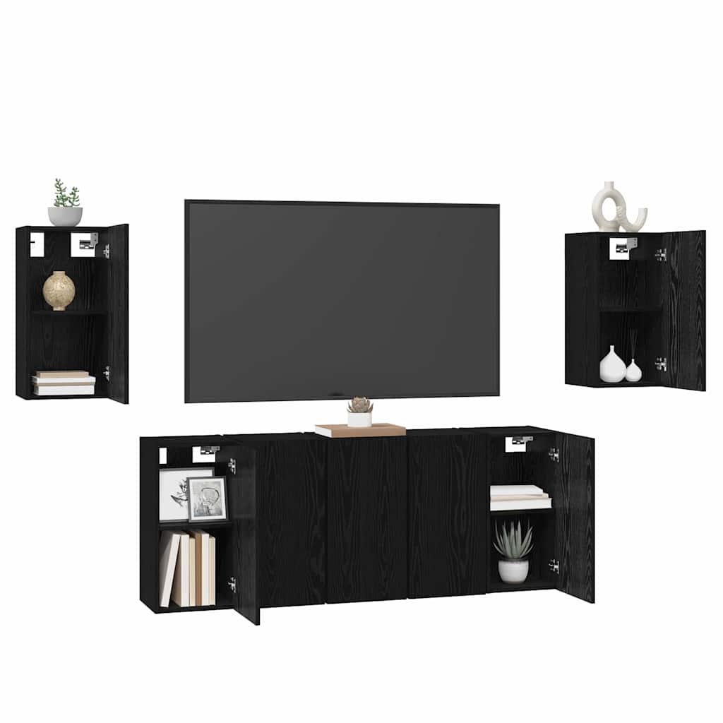 Set TV komoda Zidne 7 pcs Crni hrast 30,5 x 30 x 60 cm