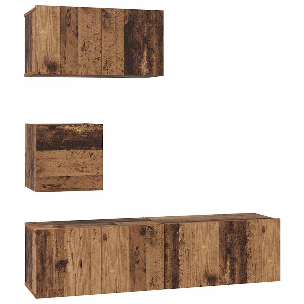 Set TV komoda Zidne 4 pcs Staro drvo Konstruirano drvo