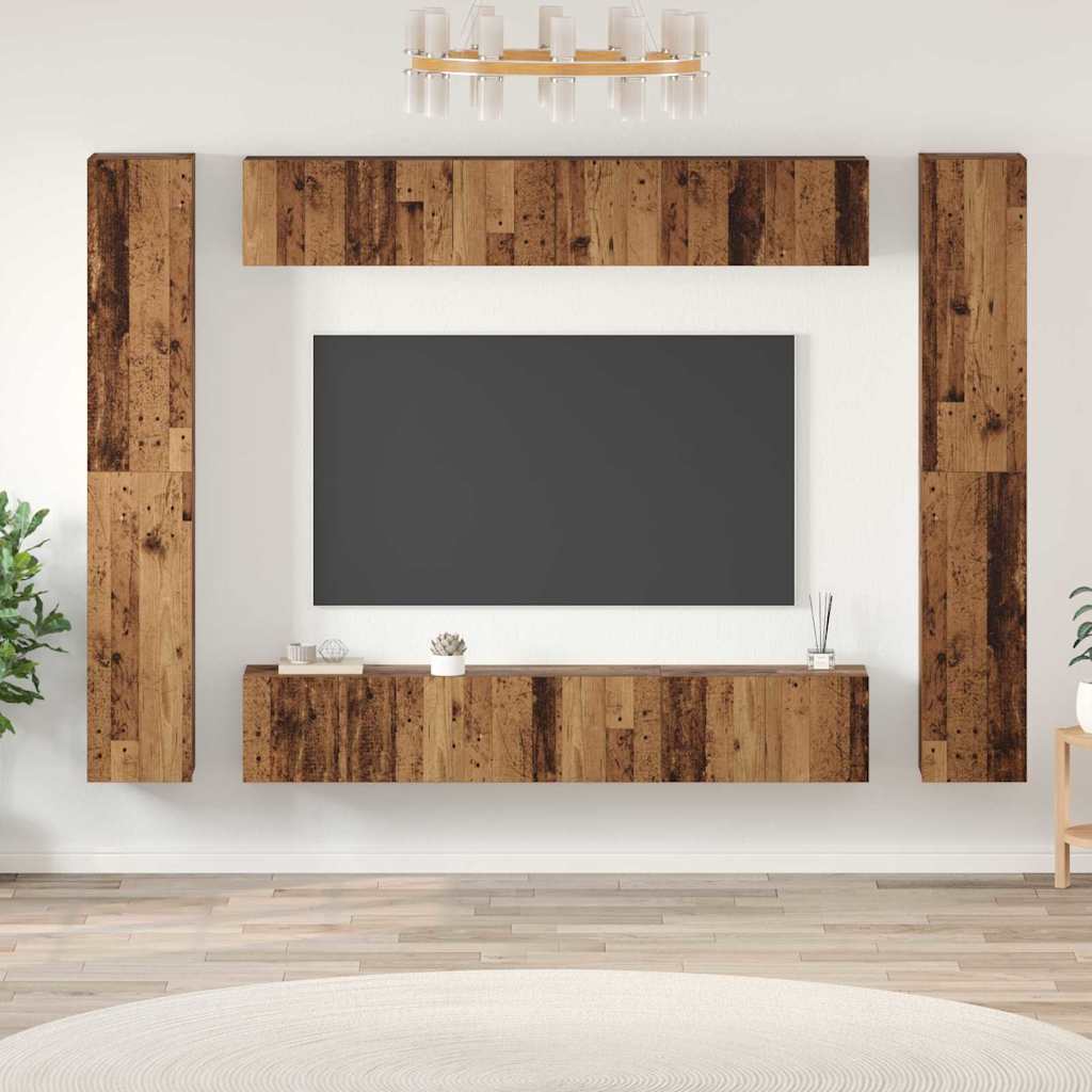 Set TV komoda Zidne 10 pcs Staro drvo Konstruirano drvo
