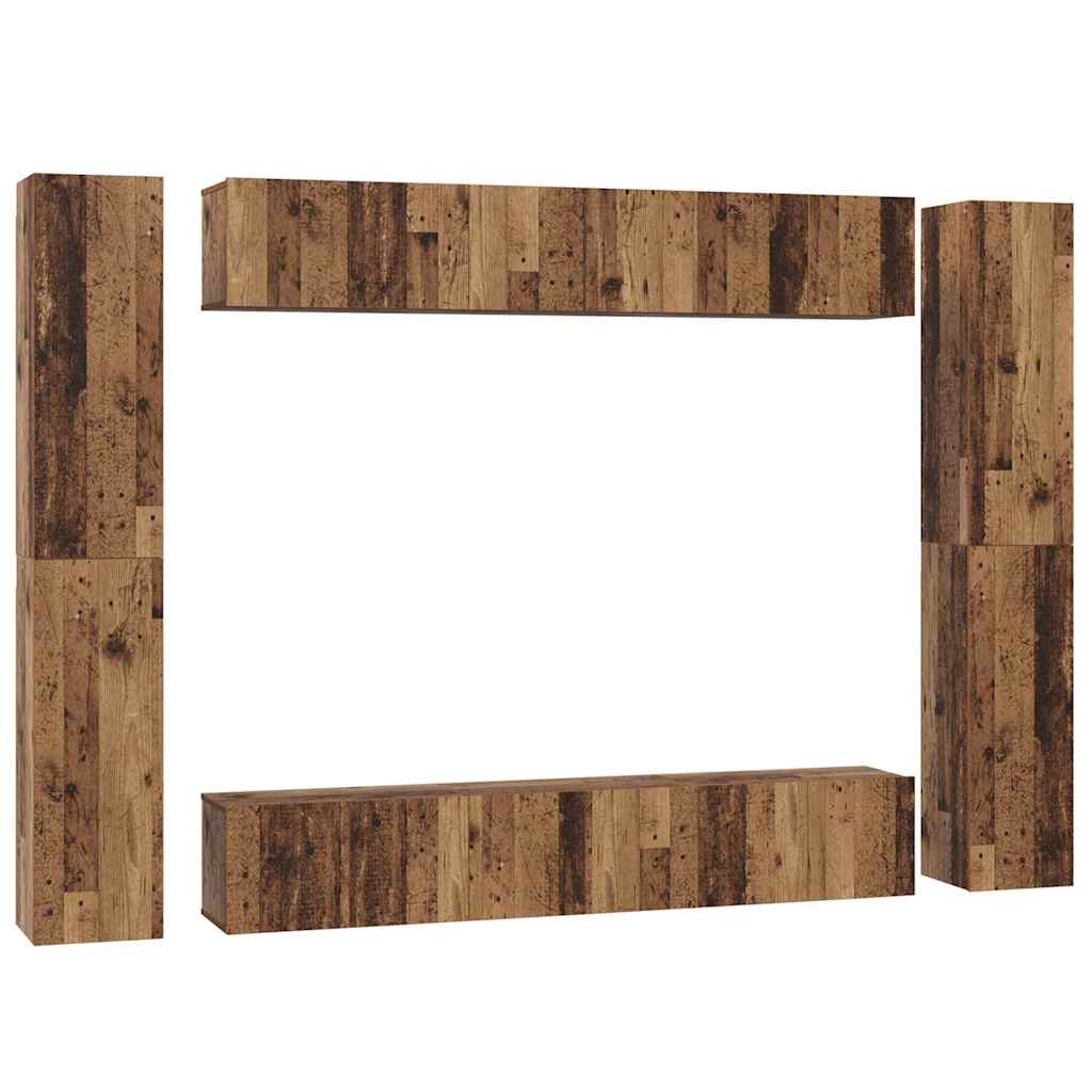Set TV komoda Zidne 10 pcs Staro drvo Konstruirano drvo