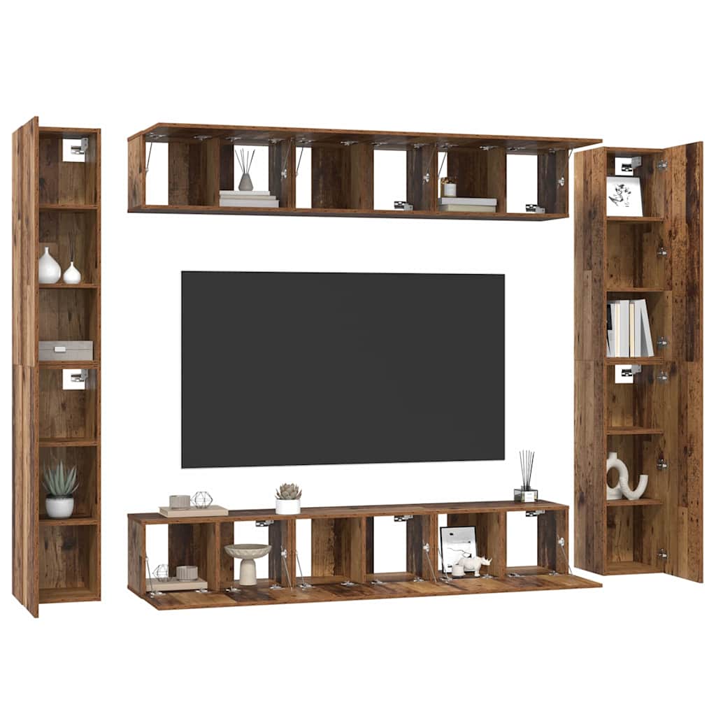 Set TV komoda Zidne 10 pcs Staro drvo Konstruirano drvo