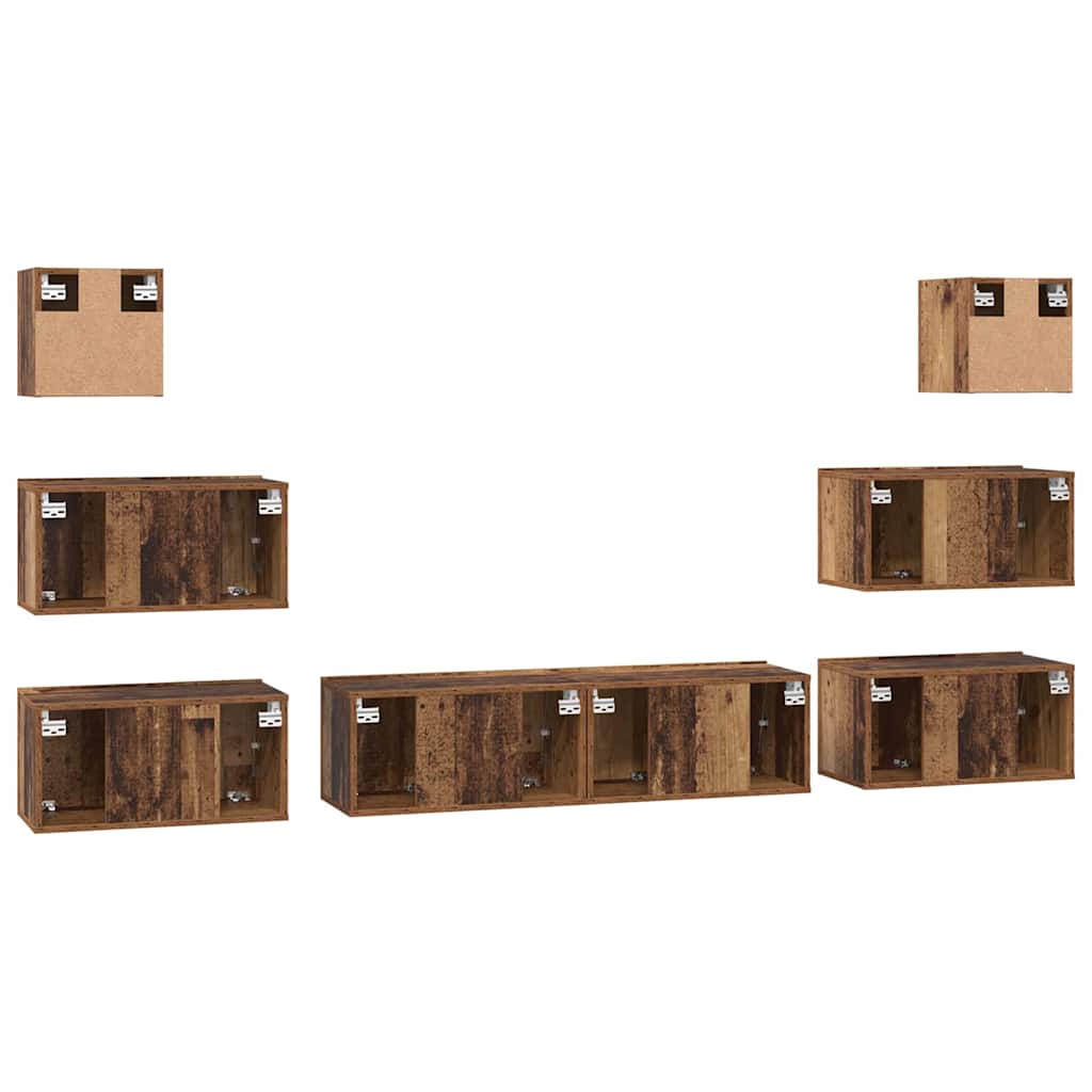 Set TV komoda Zidne 8 pcs Staro drvo Konstruirano drvo