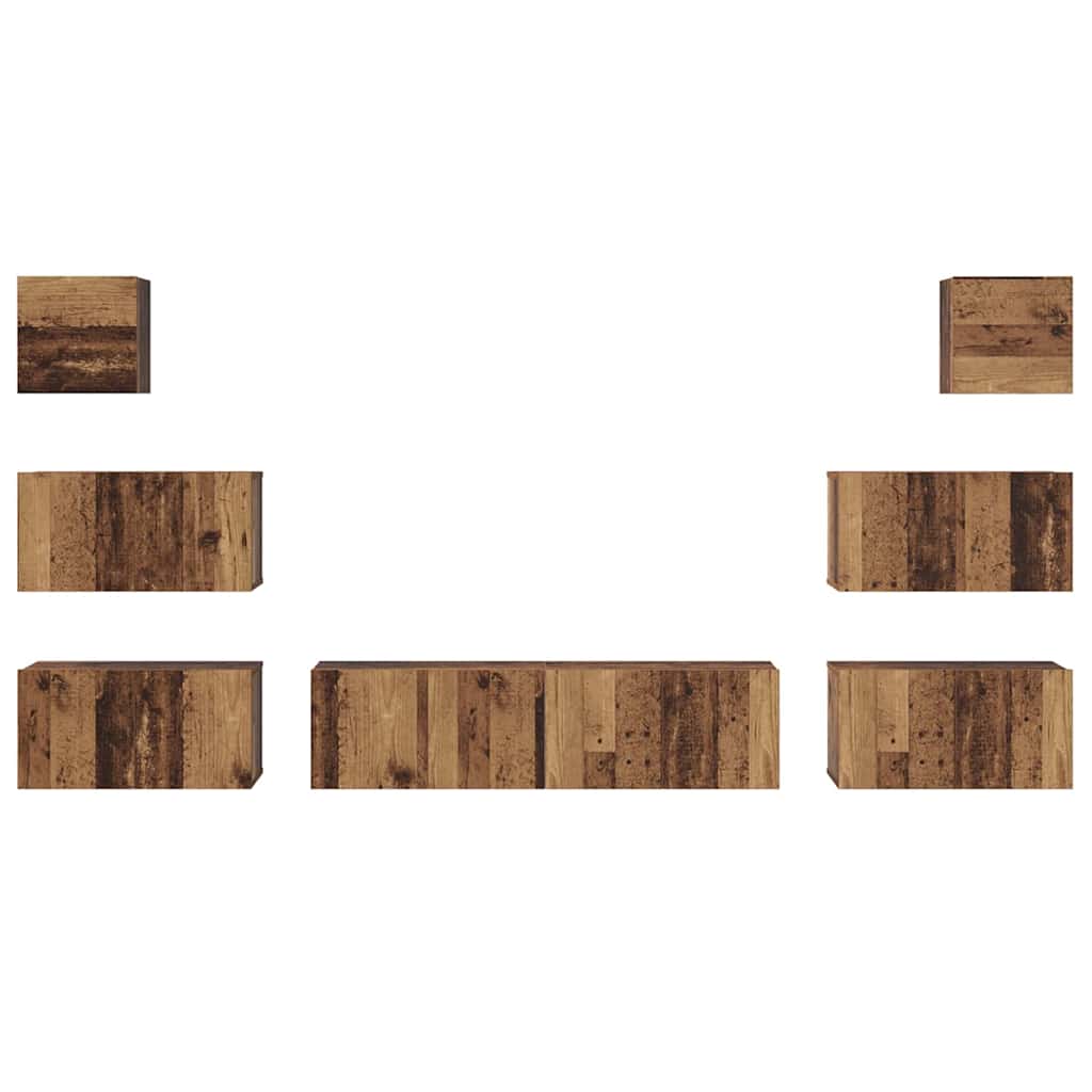 Set TV komoda Zidne 8 pcs Staro drvo Konstruirano drvo