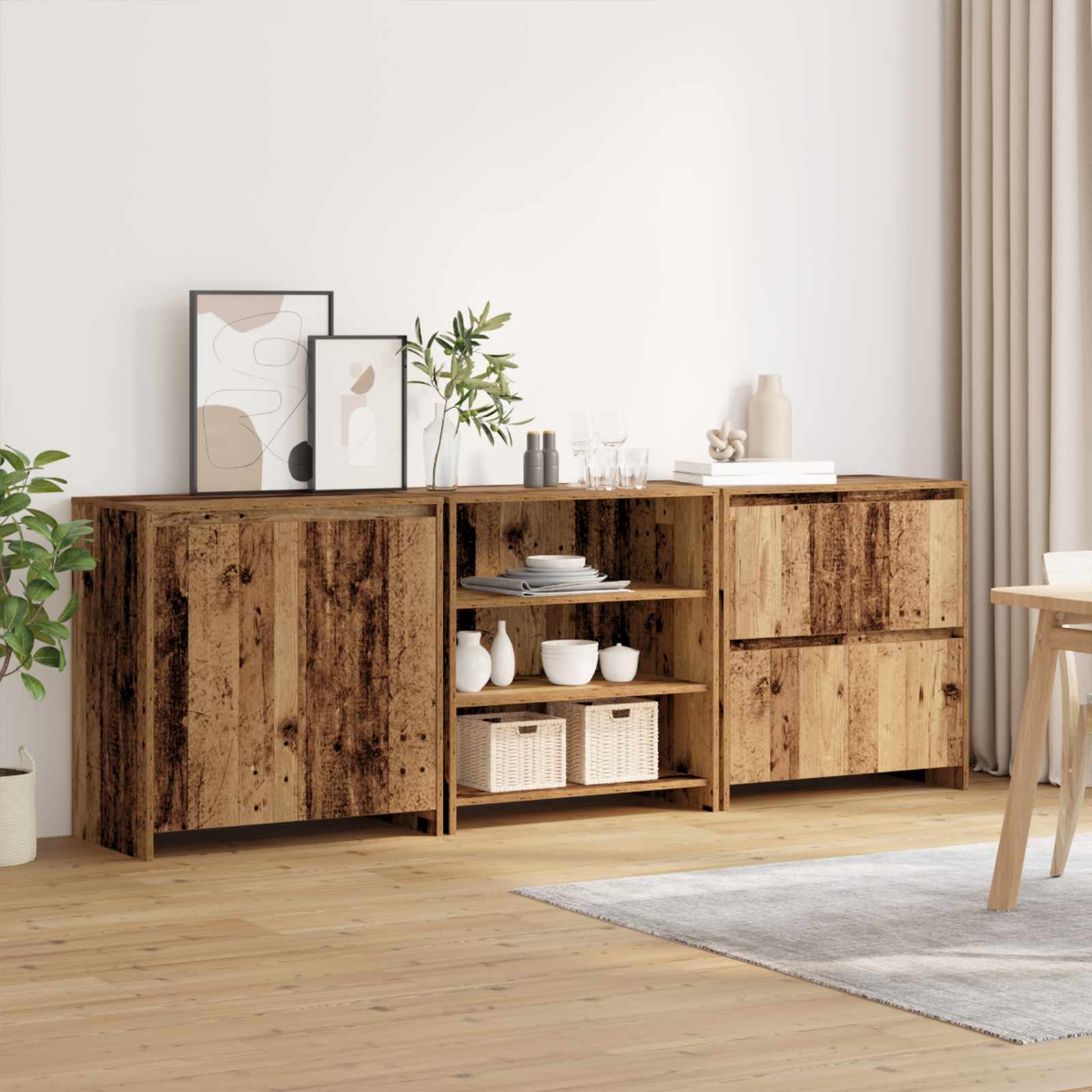 Kreveta 3 pcs Staro drvo 70 x 41 x 75 cm Konstruirano drvo