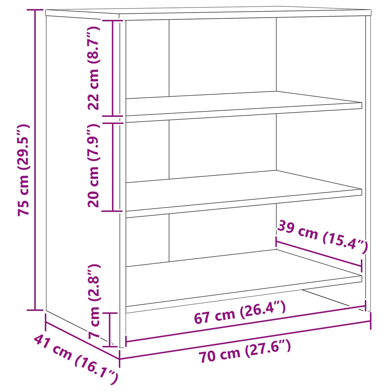 Kreveta s ladicama 3 pcs Umjetnički hrast 70 x 41 x 75 cm