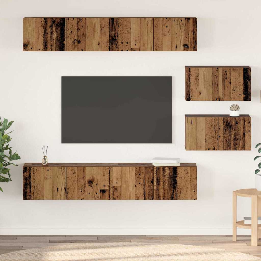 Set TV komoda Zidne 6 pcs Staro drvo Konstruirano drvo