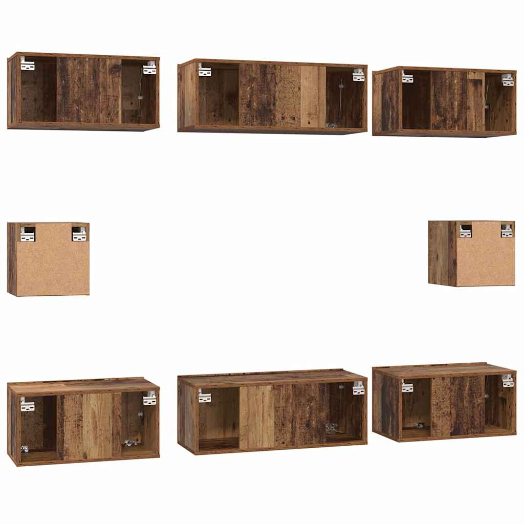 Set TV komoda Zidne 8 pcs Staro drvo Konstruirano drvo