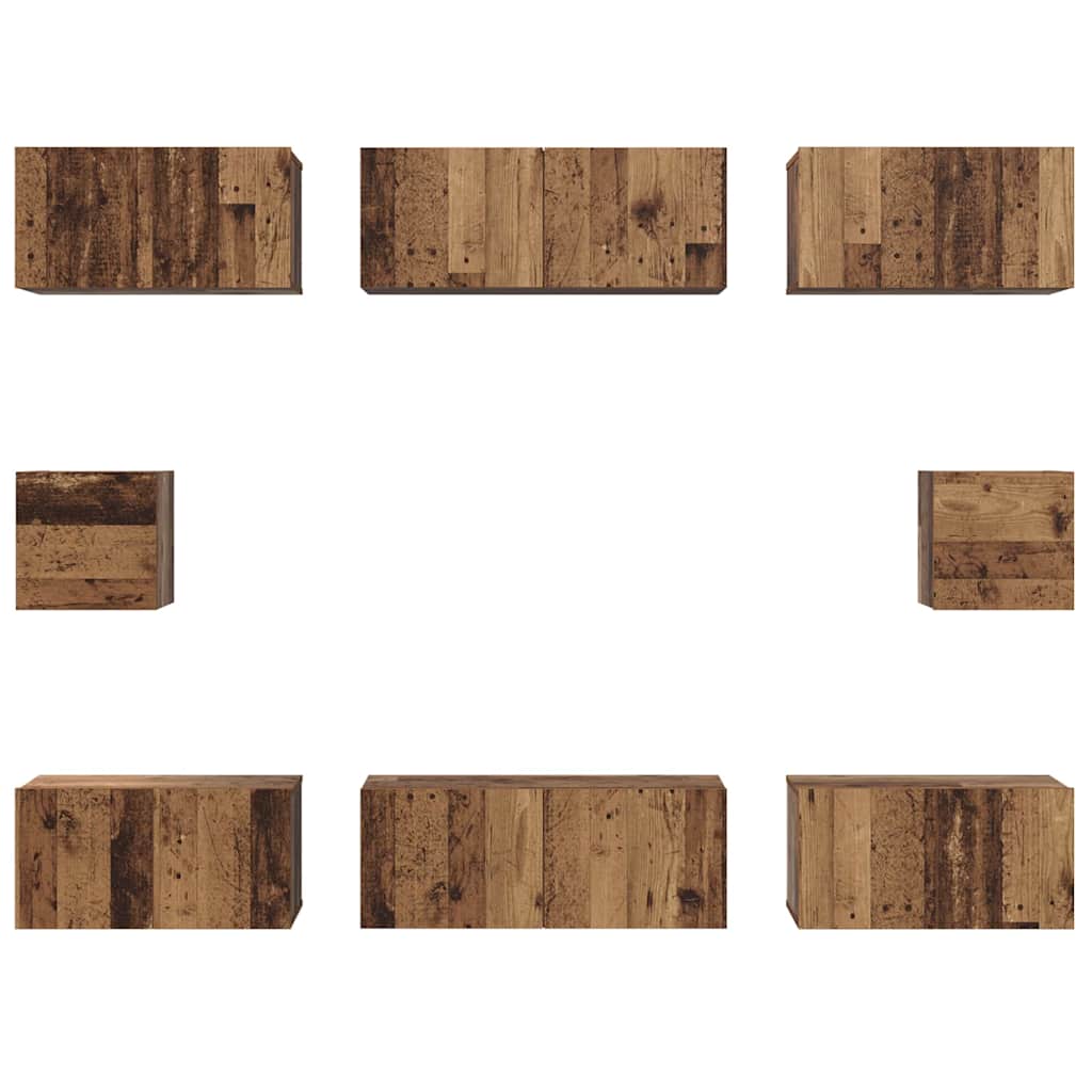Set TV komoda Zidne 8 pcs Staro drvo Konstruirano drvo