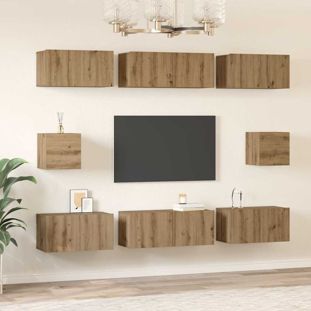 Set TV komoda 8 pcs Umjetnički hrast Konstruirano drvo