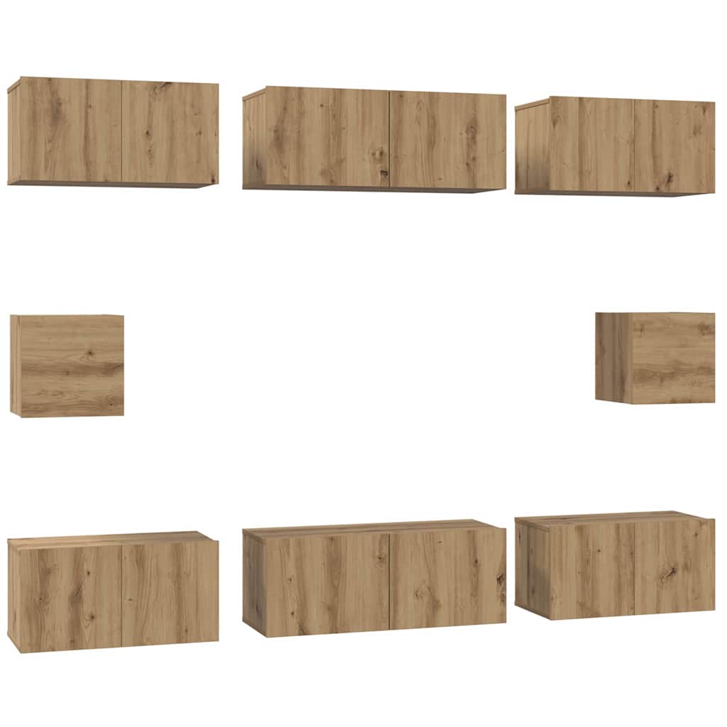 Set TV komoda 8 pcs Umjetnički hrast Konstruirano drvo