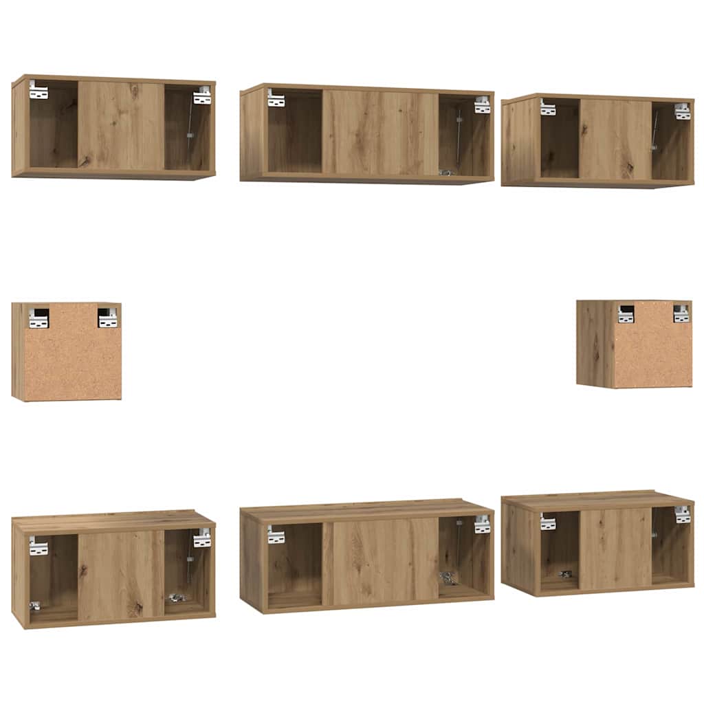 Set TV komoda 8 pcs Umjetnički hrast Konstruirano drvo