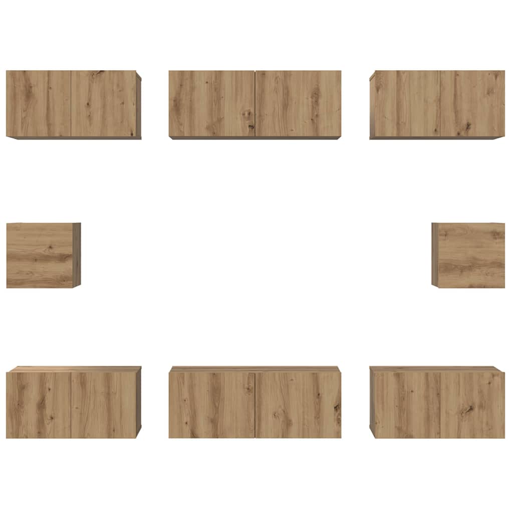 Set TV komoda 8 pcs Umjetnički hrast Konstruirano drvo