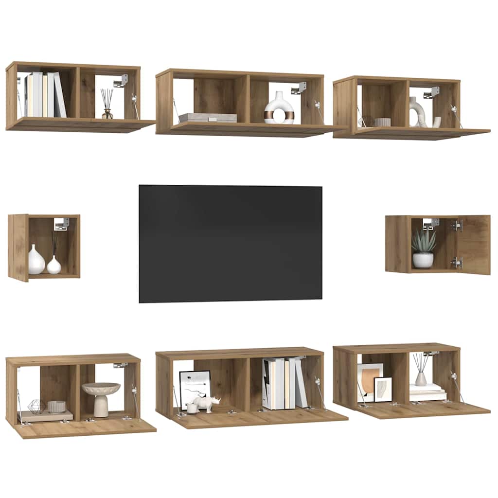 Set TV komoda 8 pcs Umjetnički hrast Konstruirano drvo