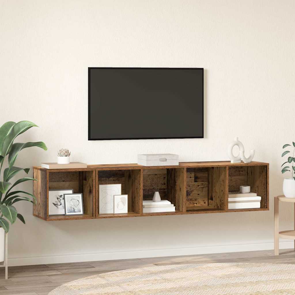 Set TV stalka Zidne 2 pcs Staro drvo Konstruirano drvo