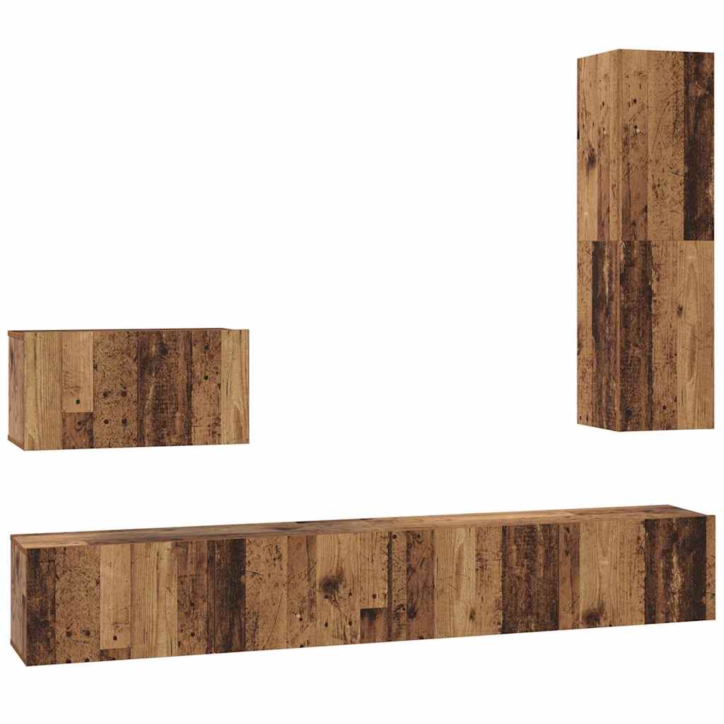 TV Kabinet za Zid Zidne 4 pcs Staro drvo Konstruirano drvo