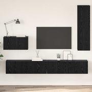 TV Kabinet za Zid Zidne 4 pcs Crni hrast Konstruirano drvo