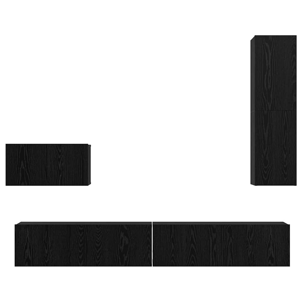 TV Kabinet za Zid Zidne 4 pcs Crni hrast Konstruirano drvo