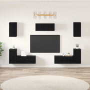 Set TV komoda Zidne 7 pcs Crni hrast Konstruirano drvo