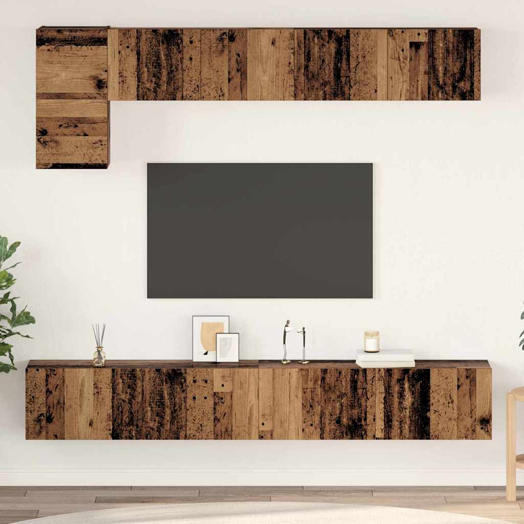 Set TV komoda Zidne 5 pcs Staro drvo Konstruirano drvo