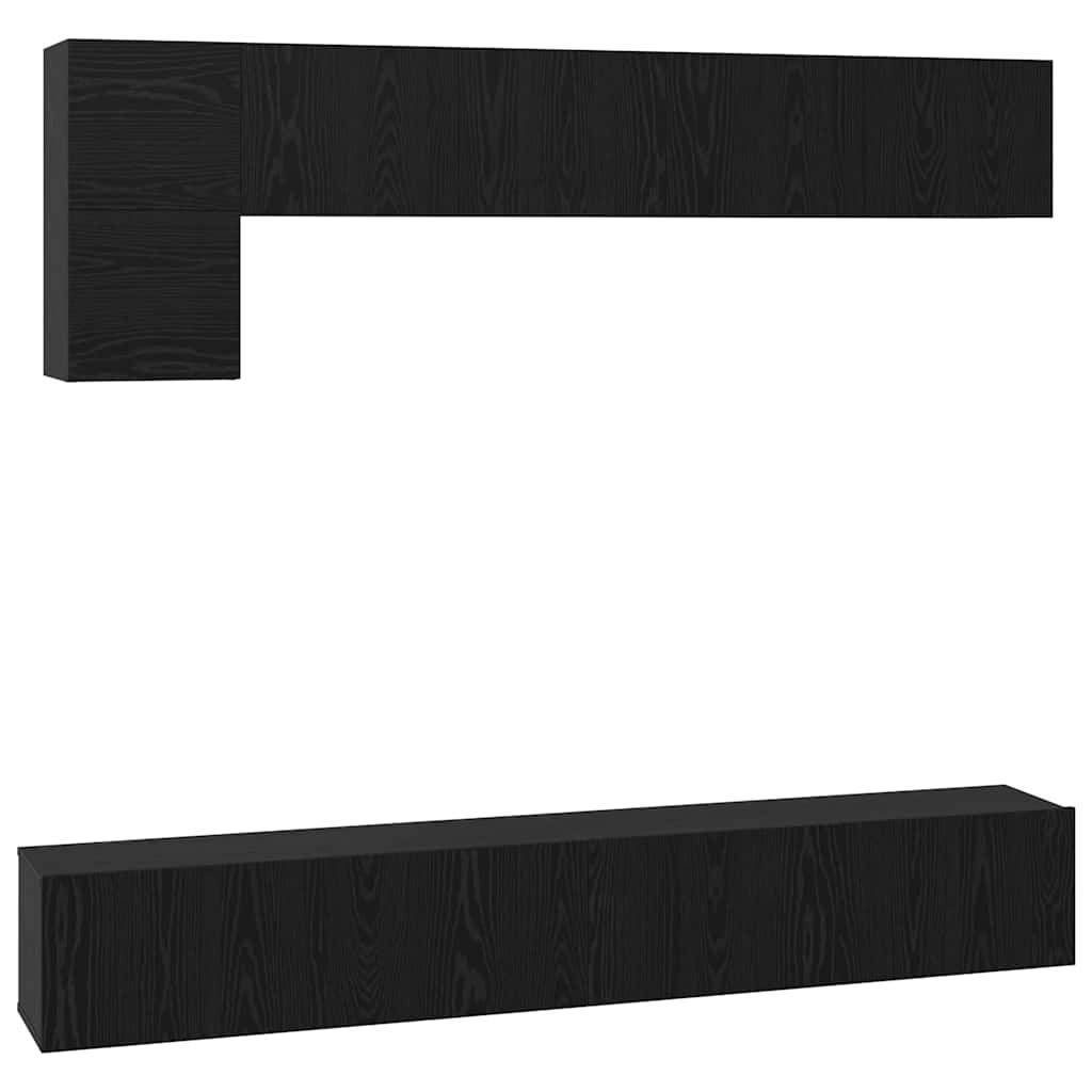 Set TV komoda Zidne 5 pcs Crni hrast Konstruirano drvo
