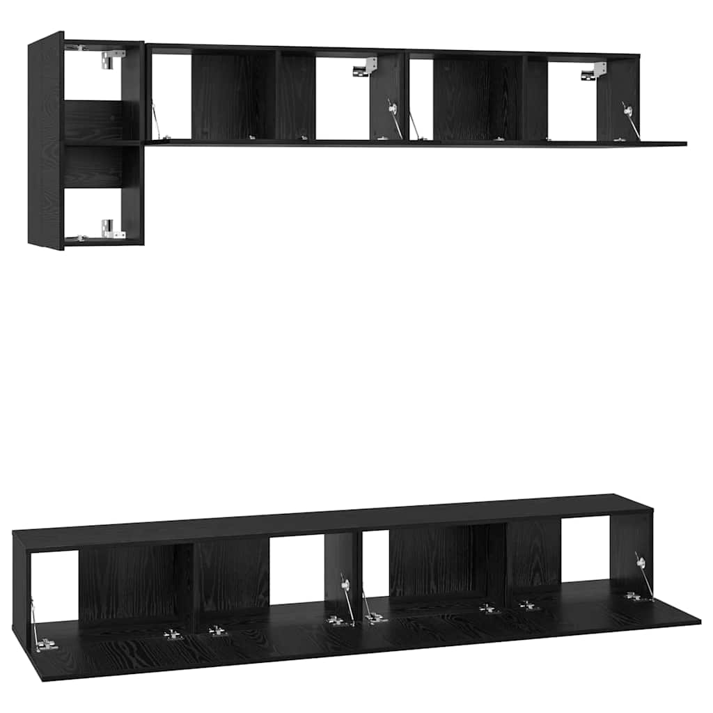 Set TV komoda Zidne 5 pcs Crni hrast Konstruirano drvo