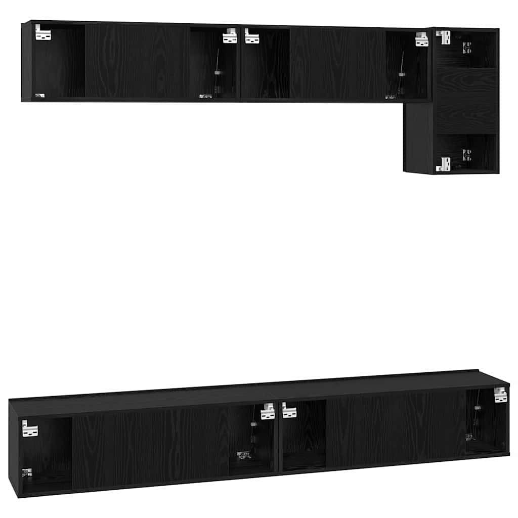 Set TV komoda Zidne 5 pcs Crni hrast Konstruirano drvo