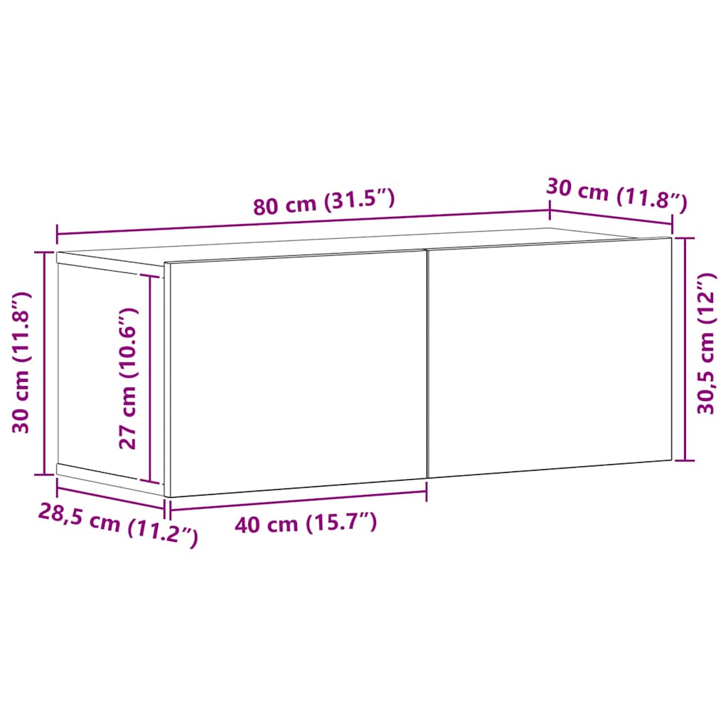 Set TV komoda Zidne 5 pcs Crni hrast Konstruirano drvo