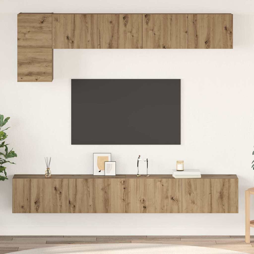 Set TV komoda Zidne 5 pcs Umjetnički hrast Konstruirano drvo