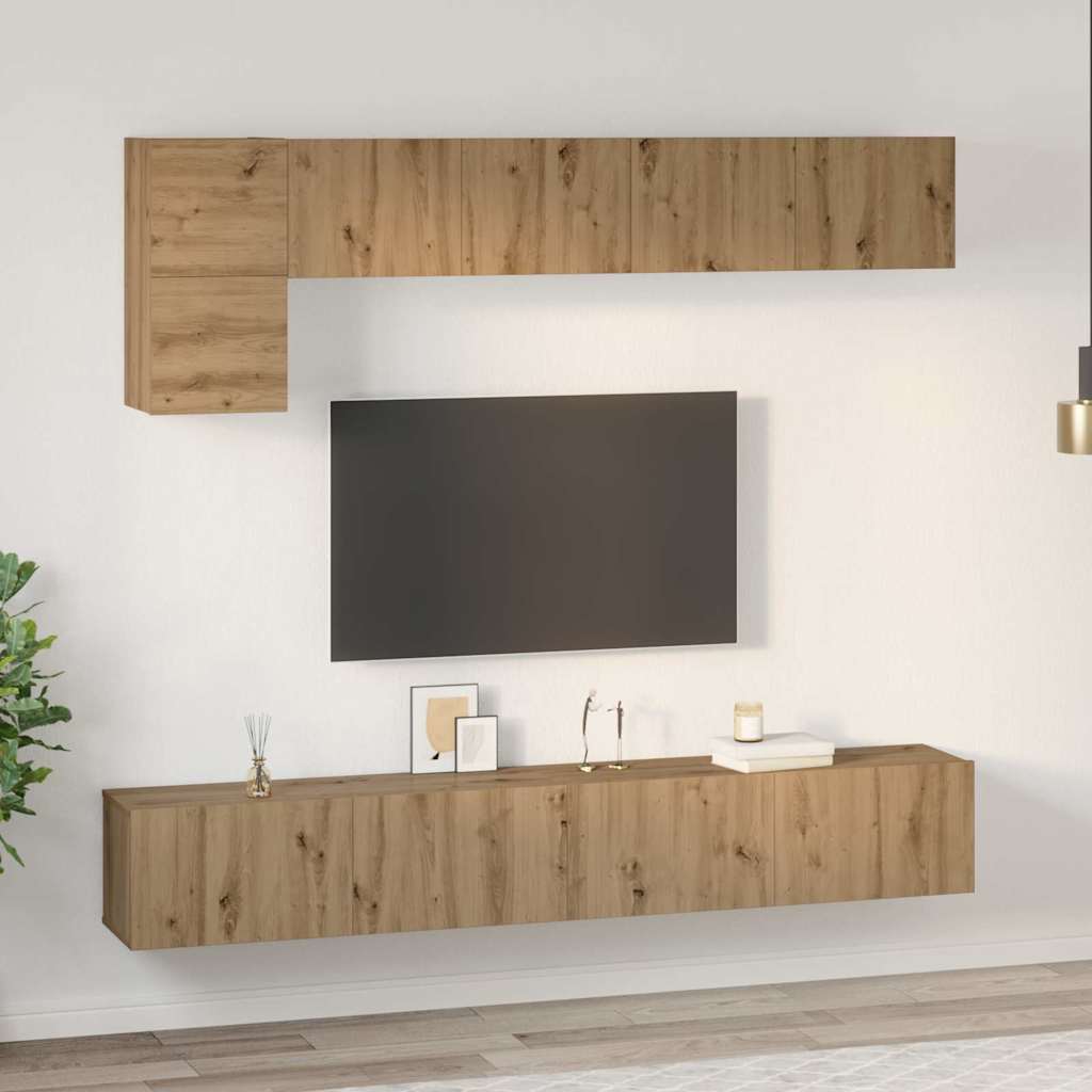 Set TV komoda Zidne 5 pcs Umjetnički hrast Konstruirano drvo