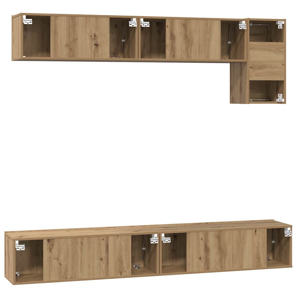 Set TV komoda Zidne 5 pcs Umjetnički hrast Konstruirano drvo