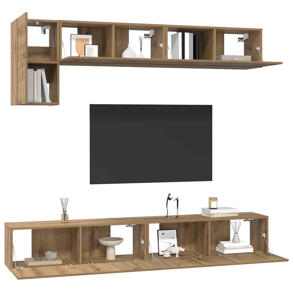 Set TV komoda Zidne 5 pcs Umjetnički hrast Konstruirano drvo